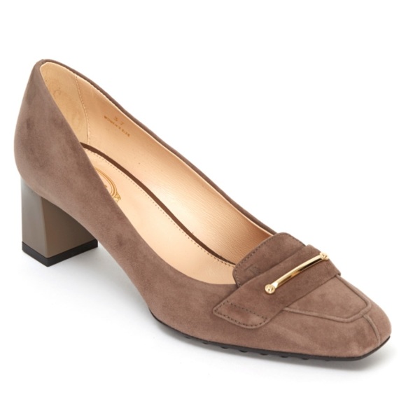 TOD'S Lingot Taupe Suede Pump - Picture 1 of 13